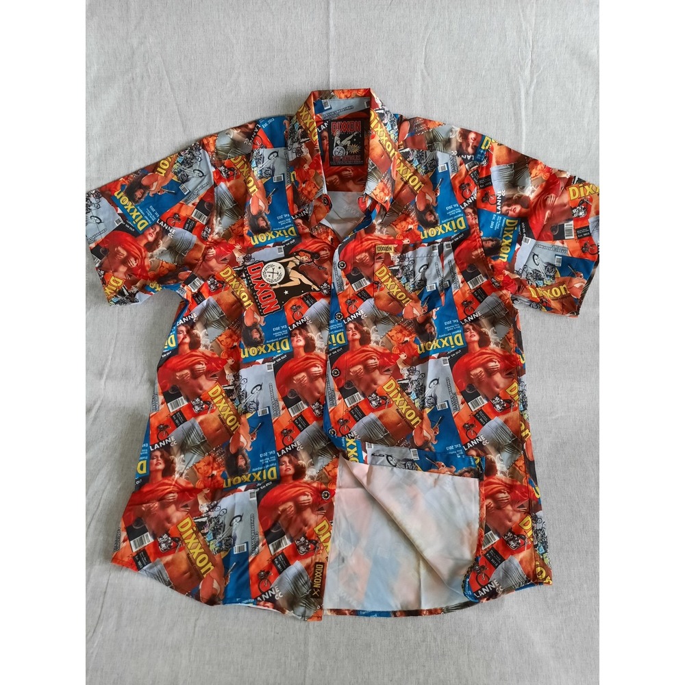 Dixxons The Articles Mens Large Short Sleeve Party Shirt Buttons All over Print